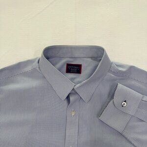 UNTUCKit Men's Shirt Blue Striped Wrinkle-Free Button-Up, Cotton XXL Long Sleeve